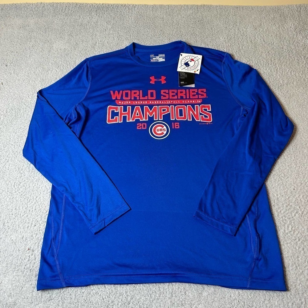 Under Armour T Shirt Mens M Blue Wold Series Baseball Champions 2016‎ Shirt NEW